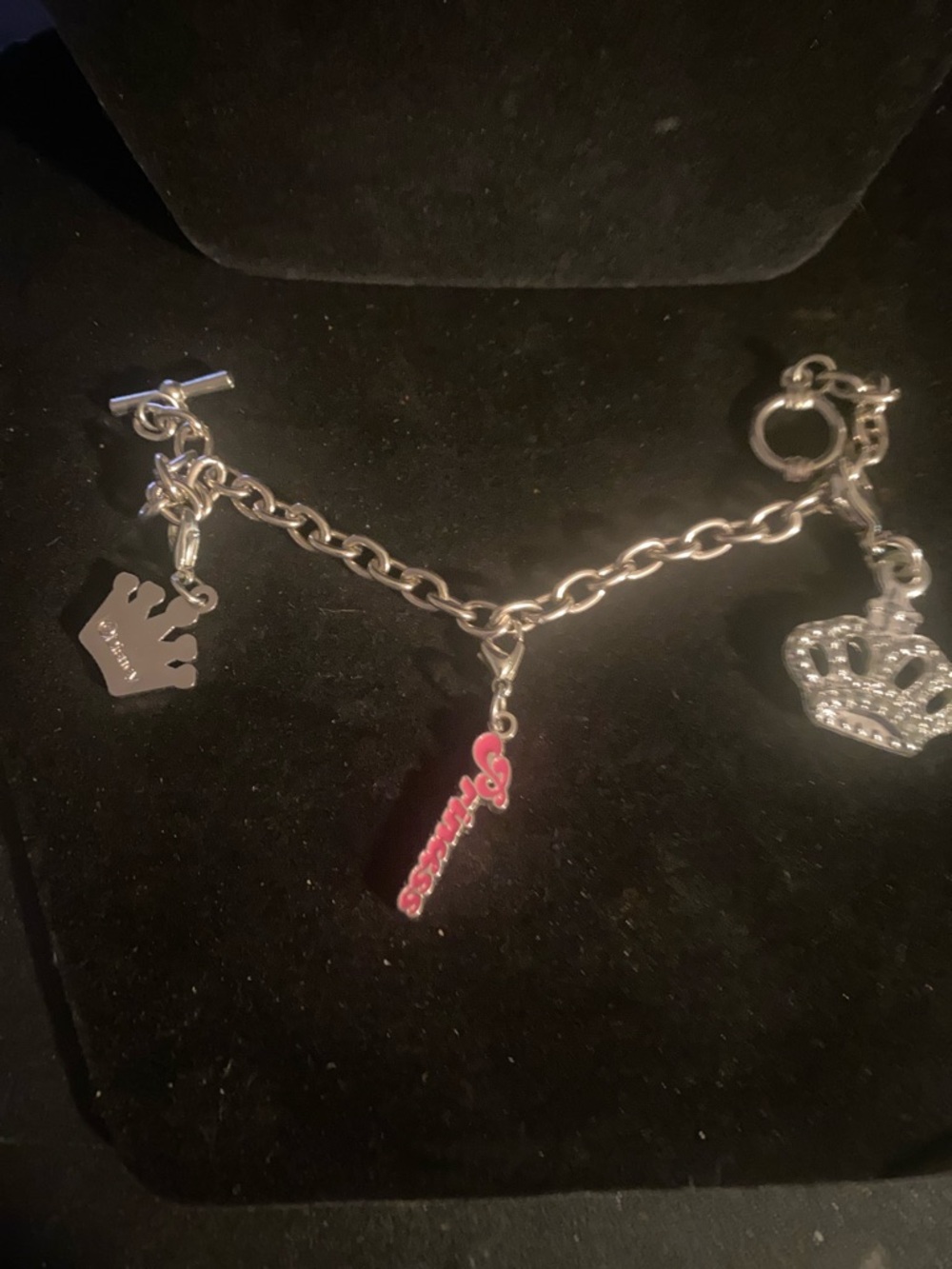 Kids Silver tone Disney Charm Bracelet with Pink 'Princess' Charm